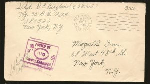 USA Censored US Army Postal Service PM 1945 FREE Cover Faulty Used c1