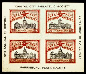 1934 Harrisburg  Philatelic Society Cinderella Sheet *MNH*