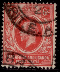 EAST AFRICA and UGANDA GV SG67, 6c carmine-red, FINE USED. Cat £22.