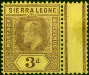 Sierra Leone 1909 3d Purple-Yellow SG104 Fine LMM