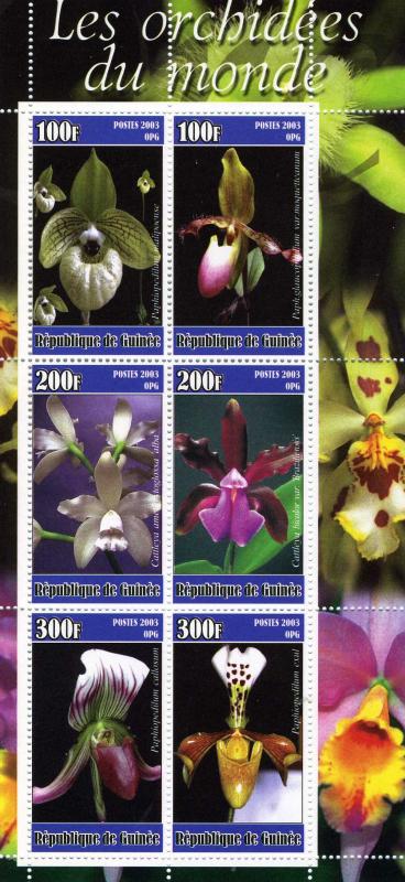 Guinea 2003 ORCHIDS OF THE WORLD Sheet Perforated Mint (NH)