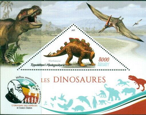 DINOSAUR PREHISTORIC FAUNA CHARLES DARWIN MADAGASCAR 2019 MNH STAMP SET 4 SHEETS