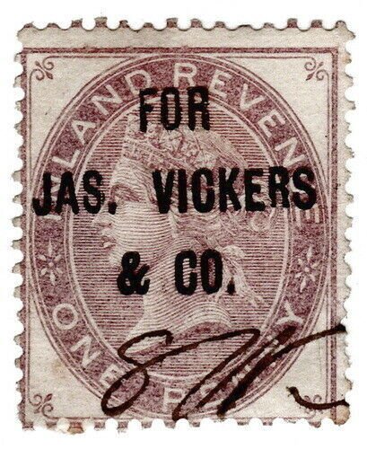 I.B QV Commercial Overprint : James Vickers & Co