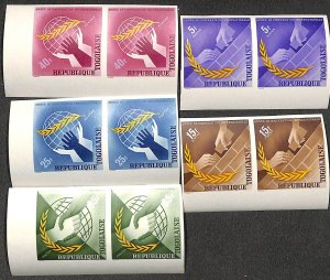 Togo 1965, Int. Co-Operation 5v, imperforated pairs, MNH
