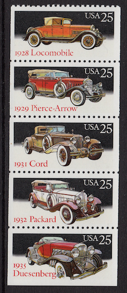 #2385a Vintage Cars Strip of 5, Please see the description