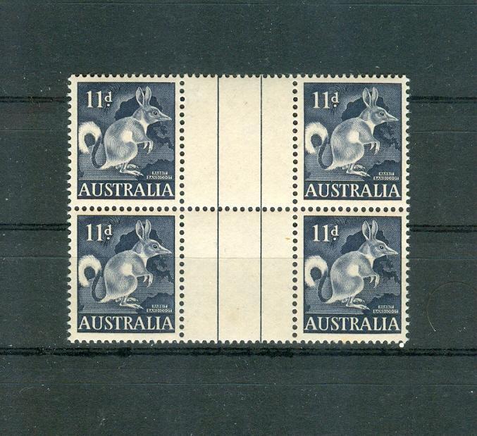 Australia - Sc# 323. MNH Gutter Block. 1961 Bandicoot $9.00+