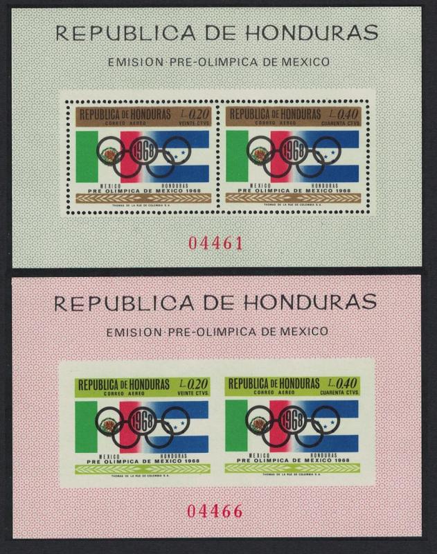 Honduras Summer Olympic Games Mexico 2 MSs Perf and Imperf SG#MS733