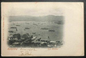 1902 Victoria Hong Kong RPPC POSTCARD cover To Seoul Korea Via Japan Harbour