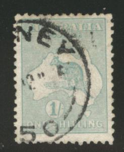 AUSTRALIA  Scott 51 the 1 shilling Kangaroo Map stamp 191...