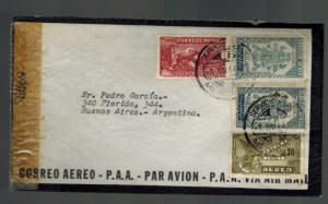 1944 Mexico DF to Buenos Aires Argentina Censored Airmail Mourning cover