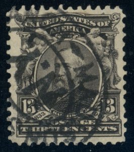 US Stamp #308 Benjamin Harrison 13c - USED - CV $10.00