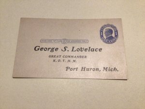 U. S. George E. Lovelace Great Commander Port Huron  1910 postal card 67176