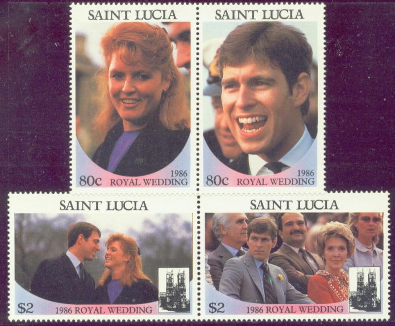 ST.LUCIA  839-42 MNH 1986 ROYAL WEDDING Attached Pairs