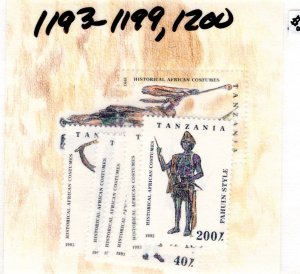 Tanzania #1193-1199, 1200 MNH - Stamp Souvenir Sheet