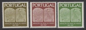 PORTUGAL SG1332/4 1967 CENTENARY OF ABOLOLITION OF DEATH PENALTY MNH