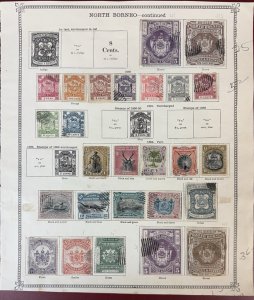 North Borneo, 1883-1909, Remainder Collection of 87 Stamps, Mint & Used on Pages
