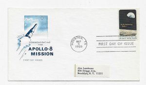 US 1371 (Me-17) 6c Apollo 8 single on FDC Farnam Cachet ECV $12.50