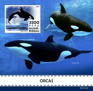 Guinea-Bissau 2021 MNH Marine Animals Stamps Killer Whales Whale Orcas 1v S/S