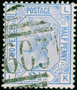 SG157, 2½d blue PLATE 22, USED. Cat £40. LK