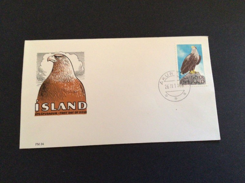 Iceland 1966 Eagle stamp first day of issue postal cover Ref 60288