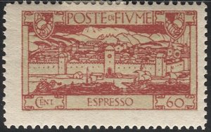 FIUME  Italy 1923 Sc E12  60c Special Delivery / Express, Mint H, cv $24