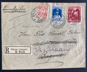 1930 Schaan Liechtenstein Registered Cover To Bregenz Sc#92