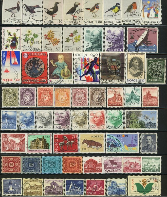 500+ Norway Postage Used Stamp Collection 1883-1982 Europe NORGE