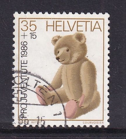 Switzerland #B527  used 1986  Pro Juventute  children`s toys 35c teddy bear