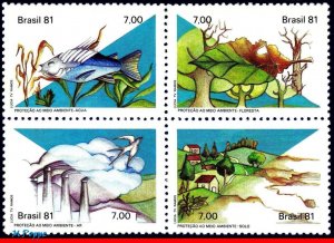 1748A BRAZIL 1981 ENVIRONMENTAL PROTECTION, FISH, FOREST, MI# 1829-32 C-1203 MNH