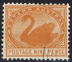 WESTERN AUSTRALIA 1902 SWAN 9D WMK V/CROWN UPRIGHT PERF 12½