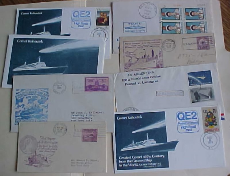 US  8 OCEAN LINERS 1932-1962 CACHETED