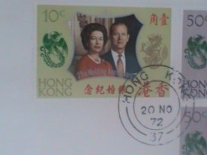 ​HONG KONG-1972-ROYAL SILVER WEDDING QUEEN ELIZABETH FDC-MINT-VF LAST ONE  RARE