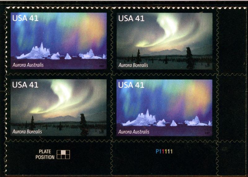 US  4203-04  Polar Lights 41c - Plate Block of 4 - MNH - 2007 - P11111  LR-UM