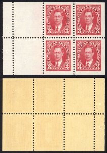 Canada SG359a 3c Booklet pane of 4 plus 2 labels FINE U/M Cat 6.50 pounds