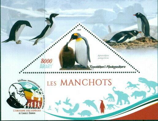 PENGUINS ANIMALS FAUNA CHARLES DARWIN MADAGASCAR 2019 MNH STAMP SET 4 SHEETS