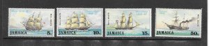 JAMAICA #379-82 SAILING SHIPS MH