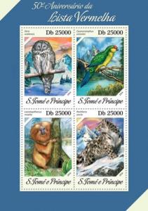 SAO TOME E PRINCIPE 2014 SHEET RED LIST ANIMALS WILDLIFE st14202a