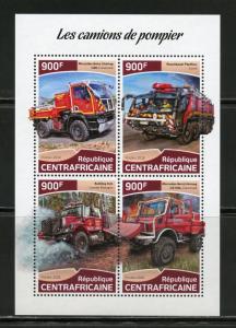 CENTRAL AFRICA  2018  FIRE TRUCKS  SHEET MINT NEVER HINGED