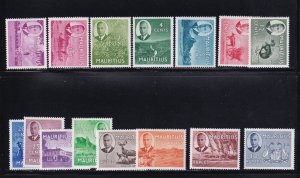 Mauritius Scott # 235 - 249 Set VF OG never hinged cv $ 83 ! see pic !