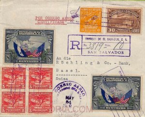 ad6338 - EL SALVADOR  - Postal History - REGISTERED COVER to SWITZERLAND  1938