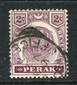 MALAYA; PERAK 1890s early classic Tiger issue used Shade of 2c. Postmark