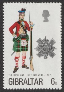 Gibraltar 341 Military Uniforms 7 The Highland Light Infantry 1777 6p MNH 1975