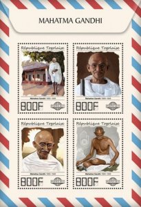 Togo - 2017 Mahatma Gandhi - 4 Stamp Sheet - TG17521a