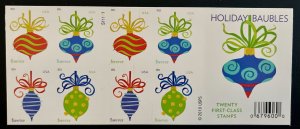 US 4571-74 // 2011 Forever Holiday Baubles Stamps // Complete Booklet // MNH