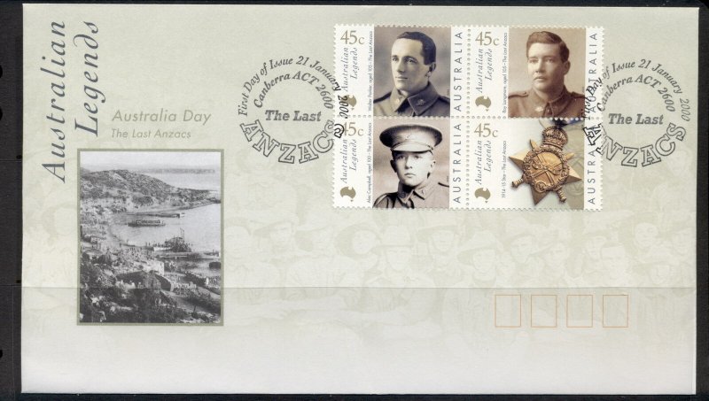 Australia 2000 Australian Legends Anzacs FDC