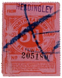 (I.B) North Eastern Railway : Parcel Stamp 5d (Headingley)