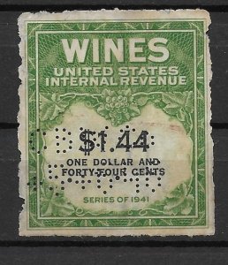 United States RE147 $1.44 Wines single Used (z1)