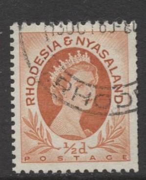 Rhodesia & Nyasaland -Scott 141 - QEII Definitive -1954- VFU- Single 1/2d Stamp