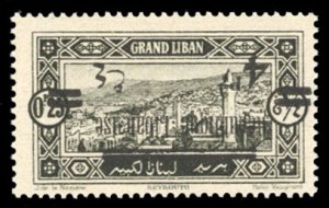 Lebanon #81 (YT 76d) Cat€90, 1927 4p on .25p olive, surcharge inverted, lig...