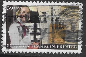 US #4023 used. Benjamin Franklin, Printer.